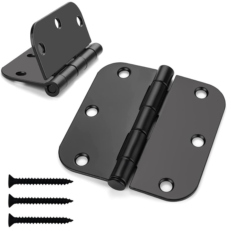 3 Pack Matte Black Door Hinges Black 35 x 35 Inch Interior Door Hinges 3 12 Inch Thicken with Round 58 Radius Corners Hardware Door Hinge Replacement