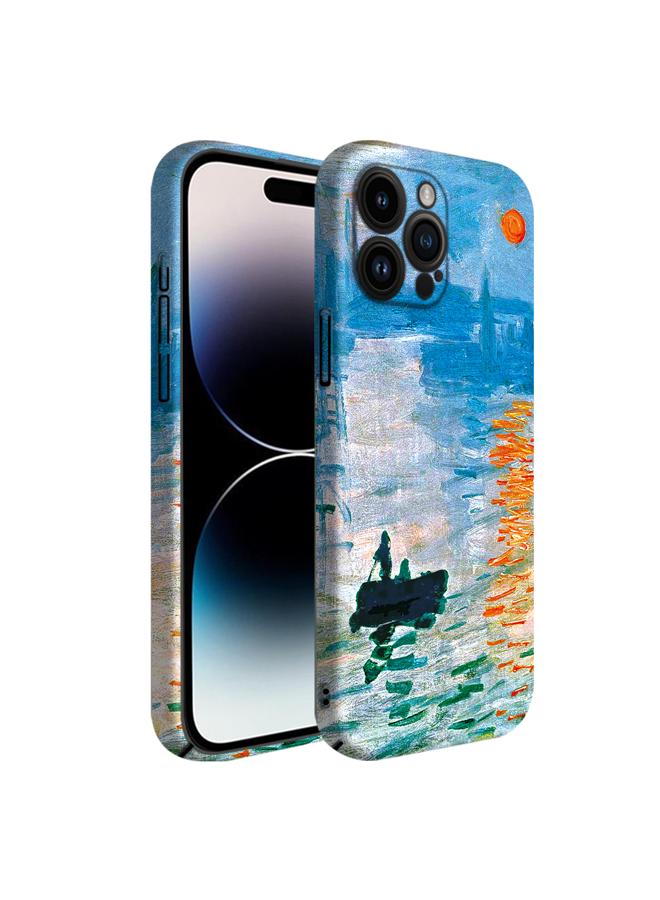 Apple iPhone 15 Pro Art Oil Painting Phone Case - Claude Monet Sunrise Impression - Full Pack Frosted Cool Creative Lens Anti Drop Case - Image 2