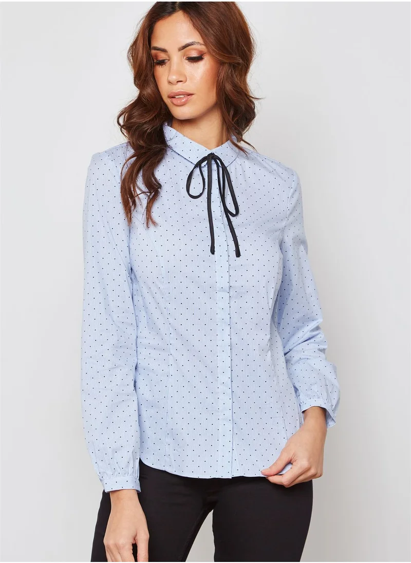 Reserved Printed Tie Neck Shirt