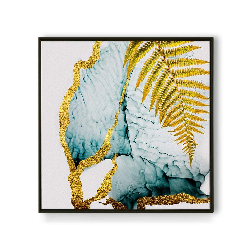 PAPER PLANE DESIGN Luxury Wall Art Floating Frame Floral Canvas Painting (18 x18 inch) Multicolour - Image 1