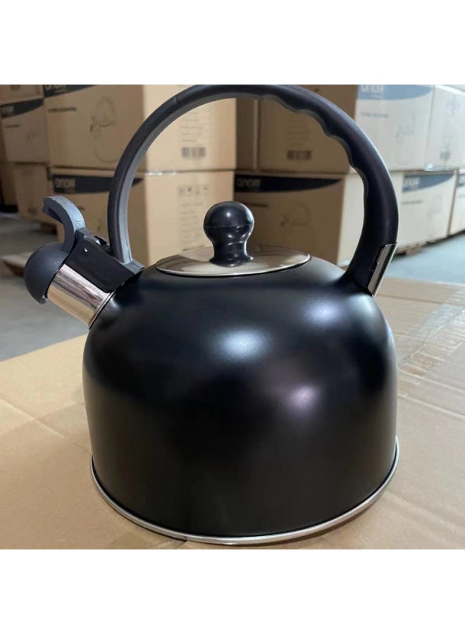 Wild Teapot Cap Explosion-proof Travel Household Stainless Steel Flat Bottom Sound Kettle Induction Cooker Gas Stove Free Shipping-Color:304 European Handle Black 2 Liters-Capacity:Default  - Image 1