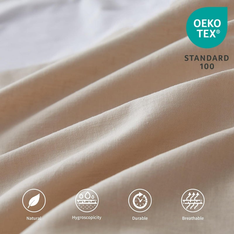 BISELINA French Linen Wrap Around Bed Skirt with Pleated Corner 14-Inch Tailored Drop Natural Flax Cotton Blend Basic Soft Cozy (14" Queen, Linen) - Image 2