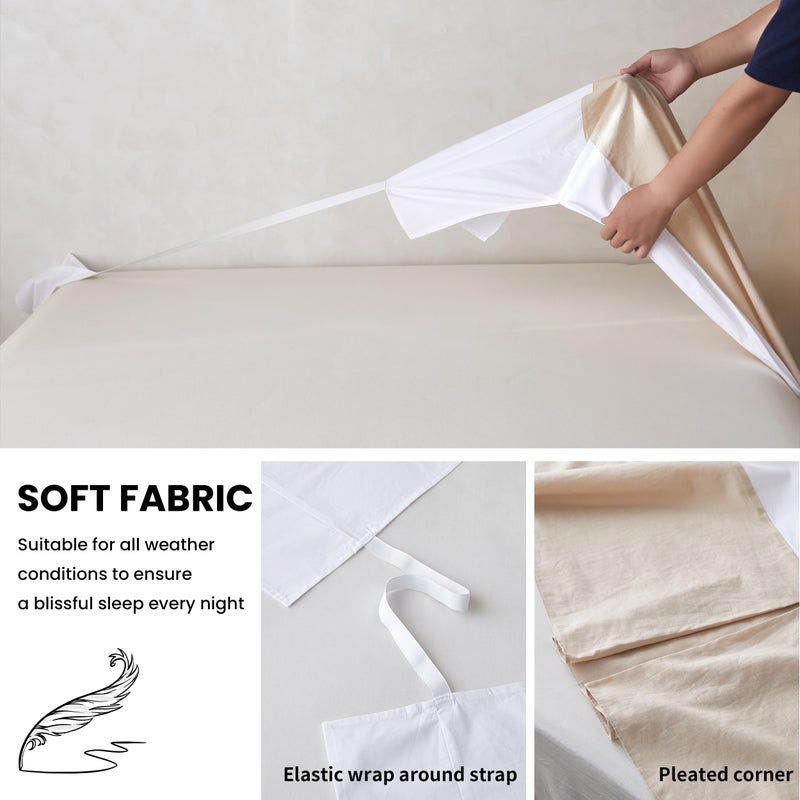 BISELINA French Linen Wrap Around Bed Skirt with Pleated Corner 14-Inch Tailored Drop Natural Flax Cotton Blend Basic Soft Cozy (14" Queen, Linen) - Image 4