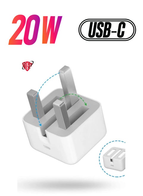 20W PD Foldable Fast Charging Wall Adapter Compatible with Apple iPhone13 Pro Max/13 Pro Max/SE/iPad