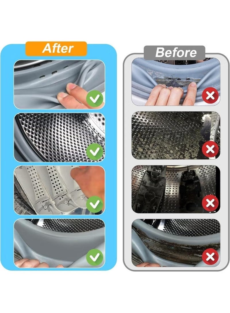 Ailily Washing Machine Cleaning Brush Kits 6 Pcs Crevice Cleaning Brush, Front Load Washer Cleaner Tools Accessories Long Handle Gap Hard Bristle Cleaning Supplies for Tight Spaces and Washer Rubber Seal - Image 2