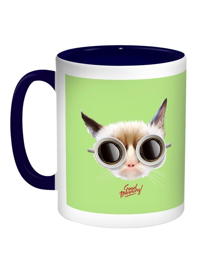 RYN Good Morning Printed Coffee Mug Green/Black/White 11ounce