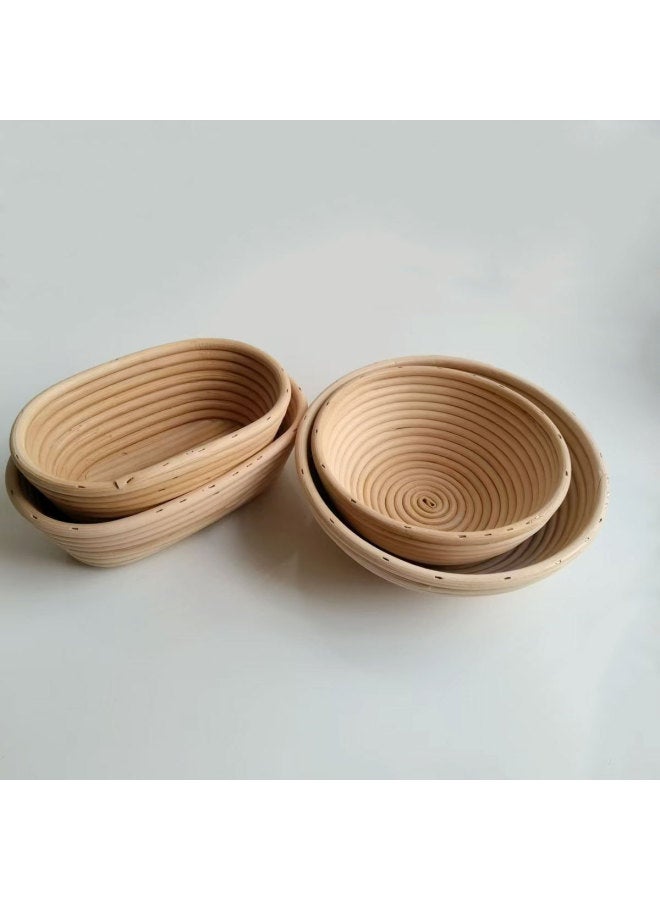 Vietnam Handmade Woven Vine European Style Bread Basket Faking Artifact For Baking Household Rattan Round Oval Fermentation Bowl-Color:Fermentation Bowl Oval (with Cloth Cover) 21*14*8cm - Image 4