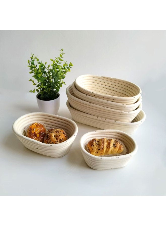 Vietnam Handmade Woven Vine European Style Bread Basket Faking Artifact For Baking Household Rattan Round Oval Fermentation Bowl-Color:Fermentation Bowl Oval (with Cloth Cover) 21*14*8cm - Image 2