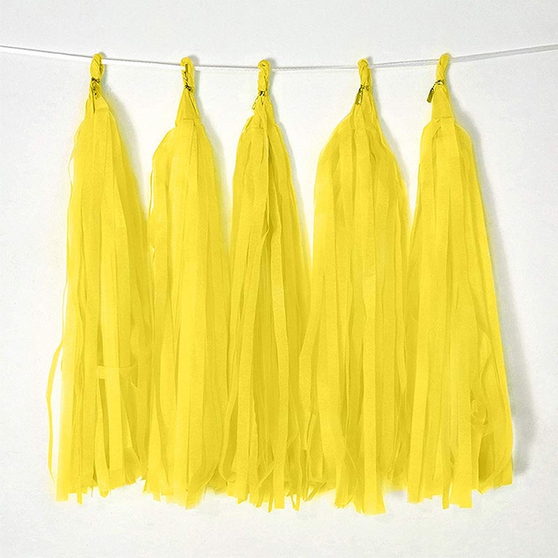 Binpeng Yellow Tissue Paper Tassel Garland DIY Hanging Paper Decorations for Party Wedding Festival Baby Shower  20PCS Deep Yellow35CM