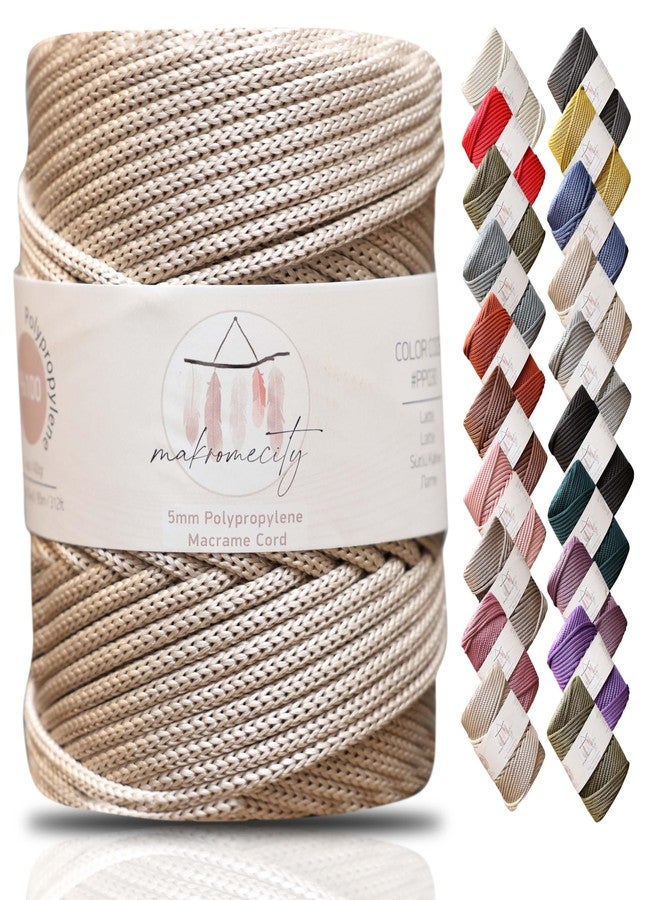 Makromecity Macrame Yarn 5 mm x 95 m Premium Polyester Macrame Cord Polypropylene Yarn Crafts for Wall Hangings Shoulder Bag Handbag Runner Dummy Chain Place Plate (Latte) - Image 1
