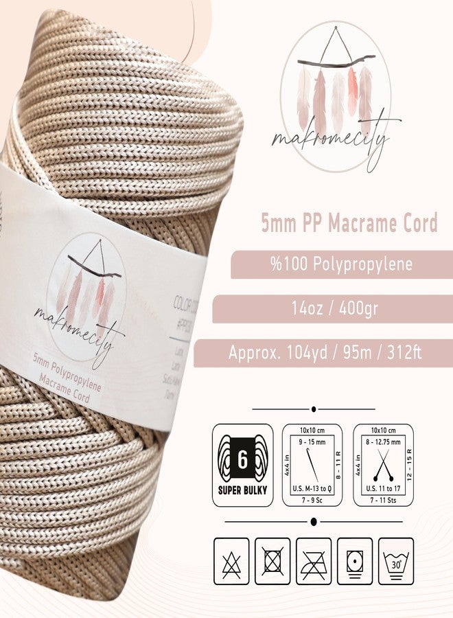 Makromecity Macrame Yarn 5 mm x 95 m Premium Polyester Macrame Cord Polypropylene Yarn Crafts for Wall Hangings Shoulder Bag Handbag Runner Dummy Chain Place Plate (Latte) - Image 2