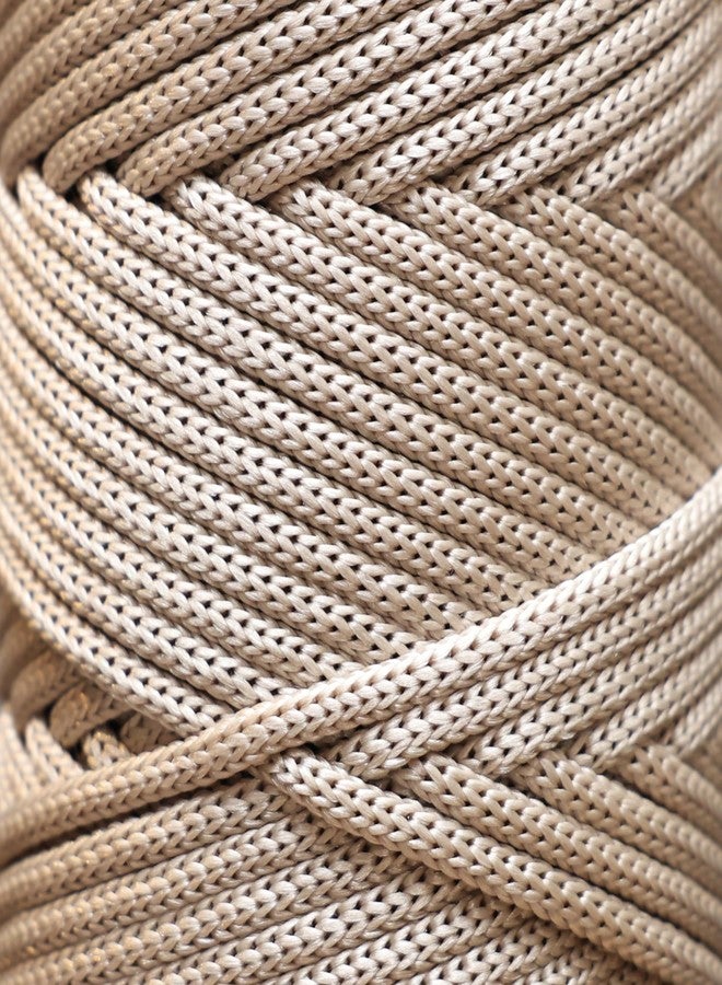 Makromecity Macrame Yarn 5 mm x 95 m Premium Polyester Macrame Cord Polypropylene Yarn Crafts for Wall Hangings Shoulder Bag Handbag Runner Dummy Chain Place Plate (Latte) - Image 3