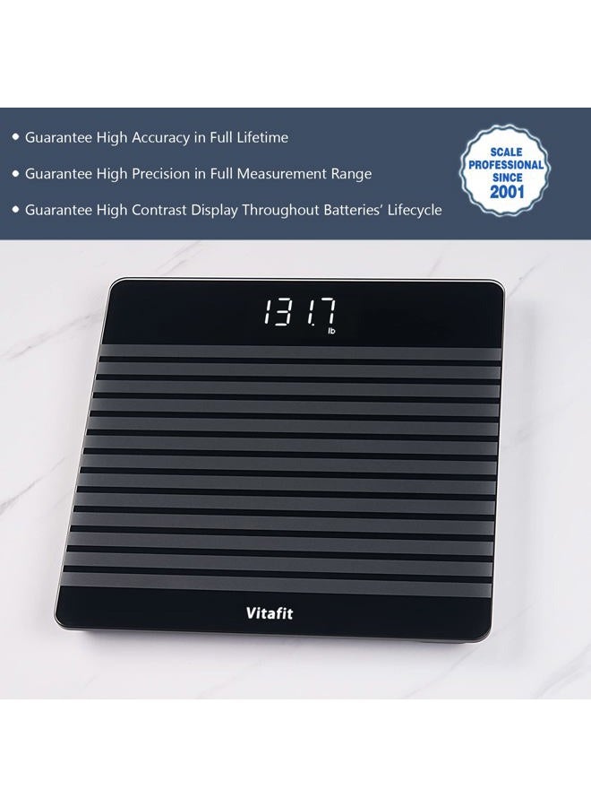 Vitafit Anti-Slip Smart Digital Bathroom Scale for Body Weight, FSA HSA Store Eligible, High Accuracy Assured by Weighing Professional Since 2001, BMI with App,Black - Image 2