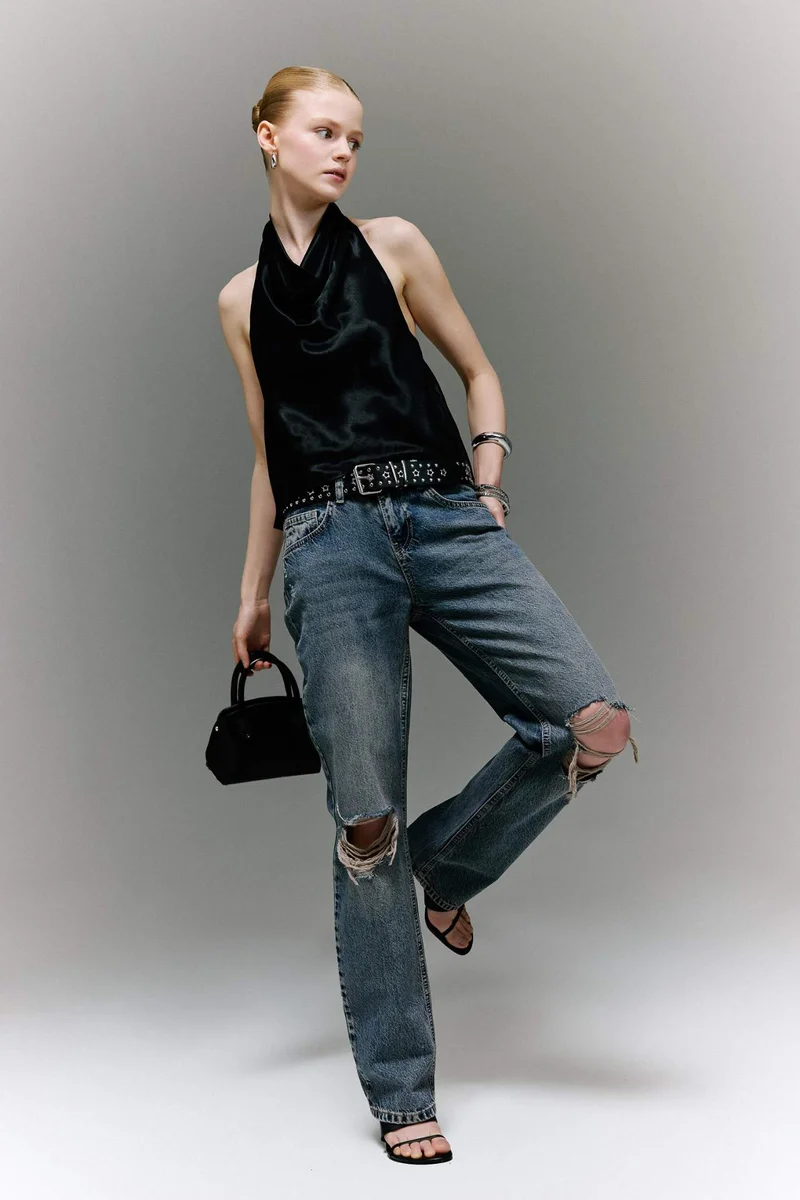 ديفاكتو Regular Fit Degaje Neck Sleeveless Blouse