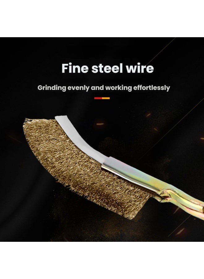 Set of 2 Premium Straight Copper Plated Stainless Steel Wire Brushes with Perfectly Proportioned Sizes for Powerful and Efficient Cleaning - Image 1