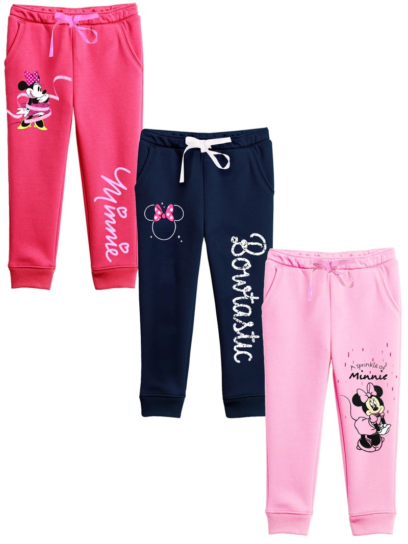 Kuchipoo Girls Regular Fit Mid Rise Trackpant - Pack of 3 (© Disney-Low-605, 4-5 Years, Multi-Colored), Multicolour - Image 1