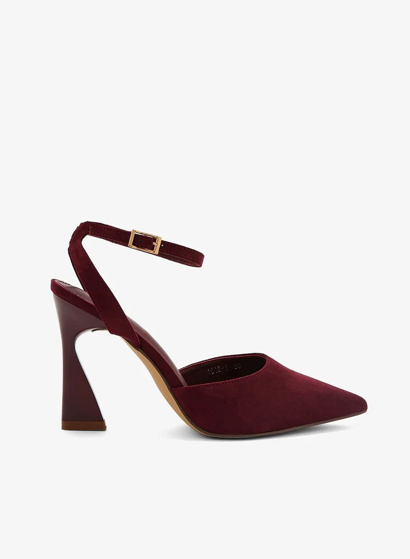 ELLA Faux Suede Ankle Strap Pointed Pump