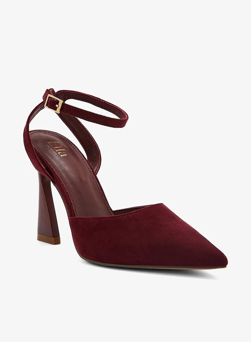 ELLA Faux Suede Ankle Strap Pointed Pump