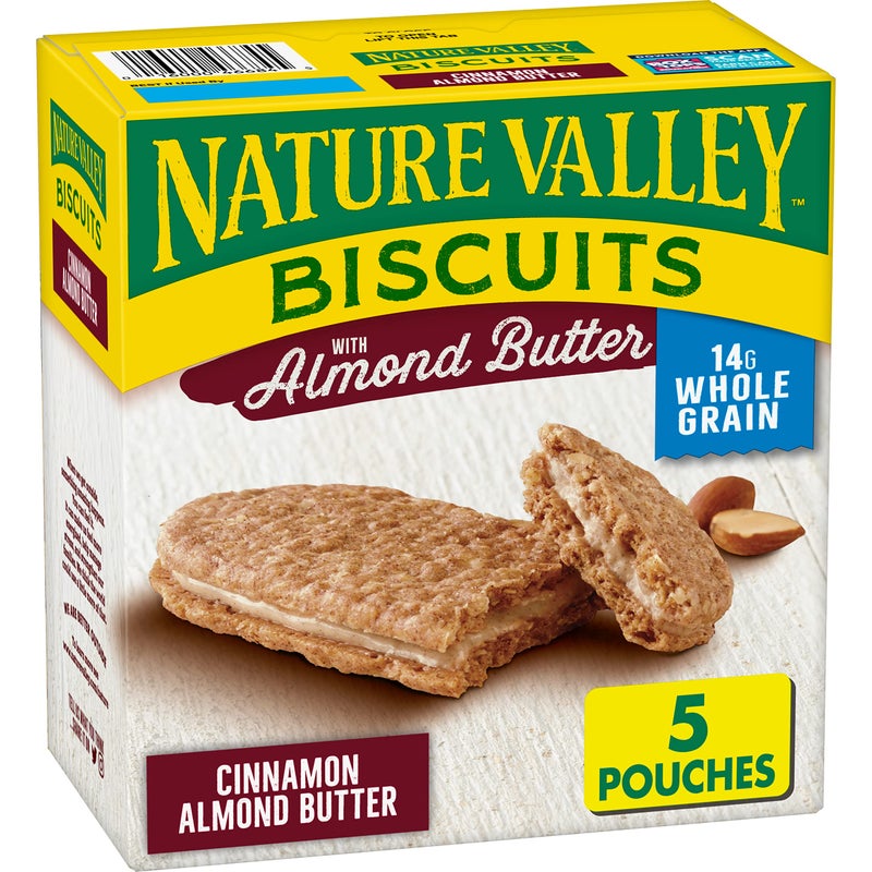 Nature Valley ساندويتشات بسكويت ناتشر فالي، زبدة لوز، 5 قطع، 6.75 أونصة - Image 1