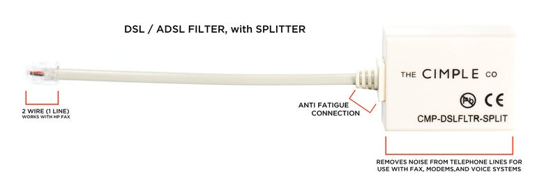 THE CIMPLE CO Modem Phone Filter, 1 Pack, DSL Splitter, 2 Wire, 1 Line, Removes Noise from Phone Lines, for Fax, Landline, Satellite, and Printer, Ivory - Image 5
