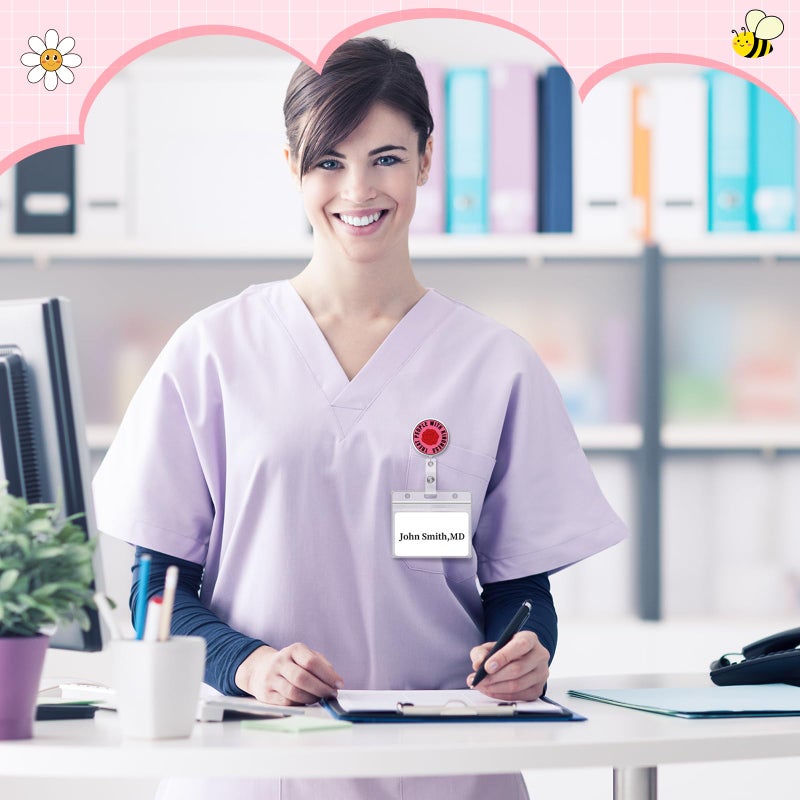 Landical 18 Pcs Cute Retractable Badge Reel Holders Nursing Clips Funny Positive ID Tag Cardholder Clips for Nurses Hospital Medical Work Teachers Students Office Bulk Lanyard Gifts - Image 5