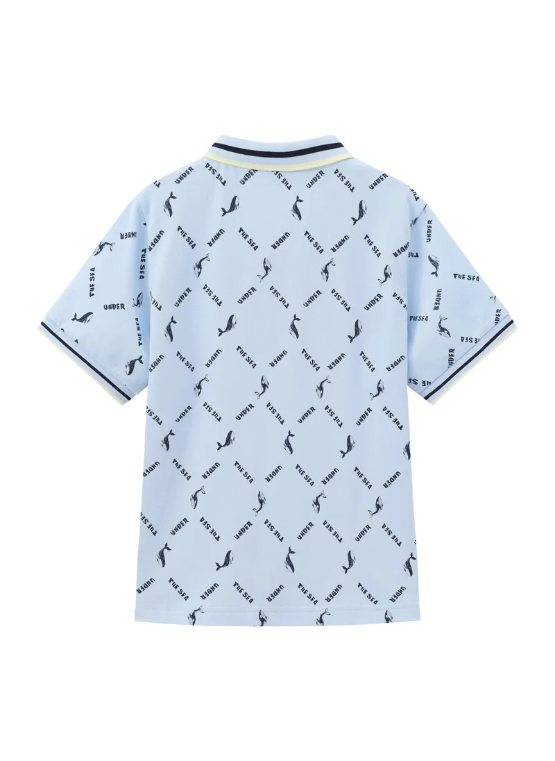 Balabala Blue Kids Boys Lapel short-sleeved T-shirt for Men | Best Price UAE
