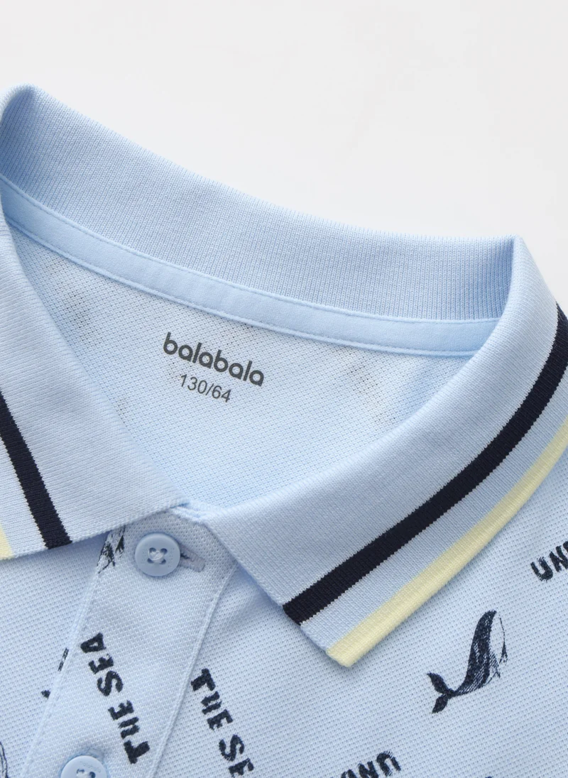 Balabala Blue Kids Boys Lapel short-sleeved T-shirt for Men | Best Price UAE