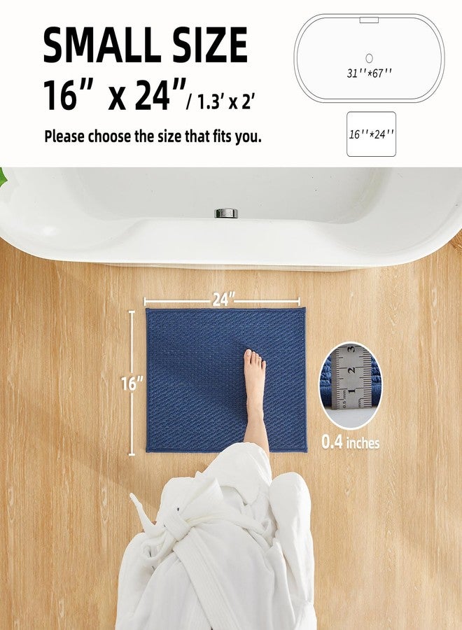 TYUU Bathroom Rugs Non Slip Washable, Super Absorbent Thin Bath Mat Small Quick Dry Low Pile Bathroom Rug, Navy Blue 16"x24" - Image 2