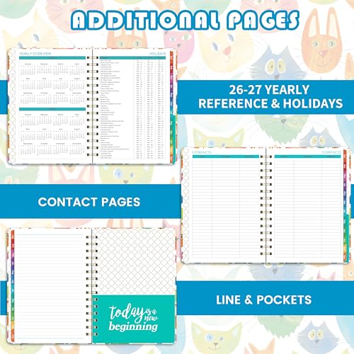 Planrage 2026 Planner - 2026 Planner Weekly and Monthly, Jan.2026 - Dec.2026, 12 Month Planner Weekly & Monthly with Colourful Tabs, 6.4" x 8.5", Hardcover + Back Pocket - Cat - Image 5