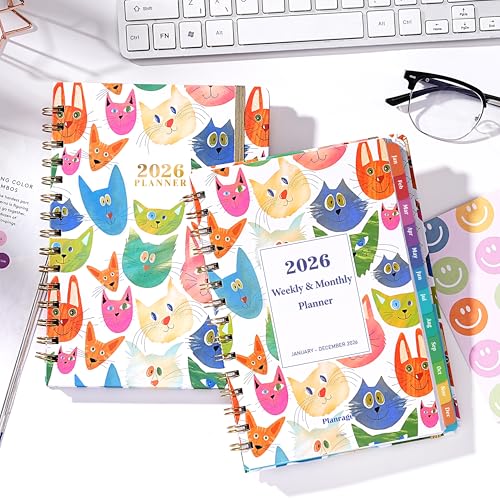 Planrage 2026 Planner - 2026 Planner Weekly and Monthly, Jan.2026 - Dec.2026, 12 Month Planner Weekly & Monthly with Colourful Tabs, 6.4" x 8.5", Hardcover + Back Pocket - Cat - Image 2