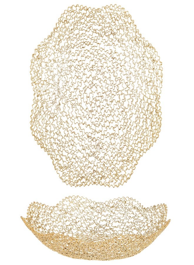 IBWell Decorative Dish for Home Decor and Centerpieces - Gold Vegetable Fruit Bowl Basket for Kitchen Counter， Table Centerpieces for Dining Room and Living Room Decor(Large) - Image 1