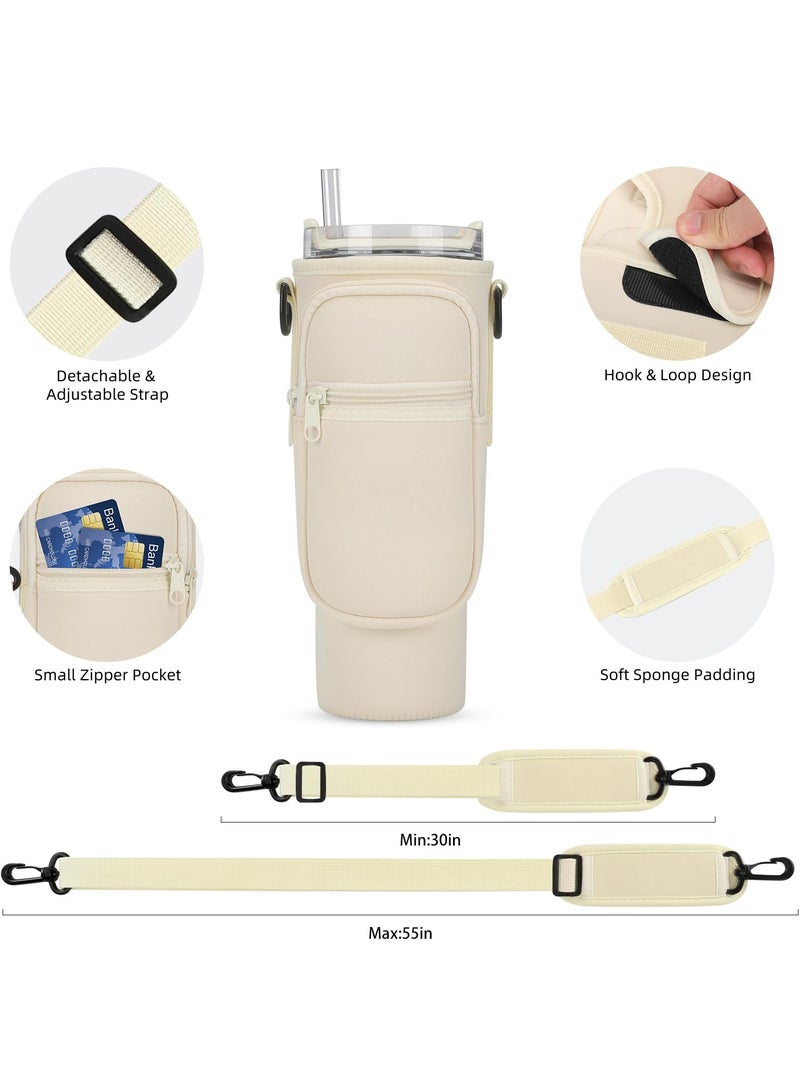 Water Bottle Carrier Bag for Stanley 40oz Tumbler with Phone Pocket  Water Bottle Holder Pouch with Adjustable Shoulder Strap and Carabiner Stanley Cup Accessories for Hiking Travelling Camping - Image 3