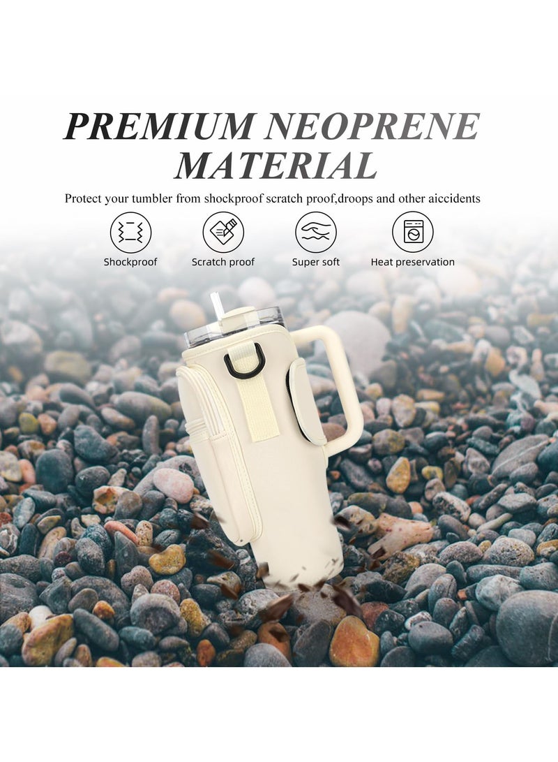 Water Bottle Carrier Bag for Stanley 40oz Tumbler with Phone Pocket  Water Bottle Holder Pouch with Adjustable Shoulder Strap and Carabiner Stanley Cup Accessories for Hiking Travelling Camping - Image 4