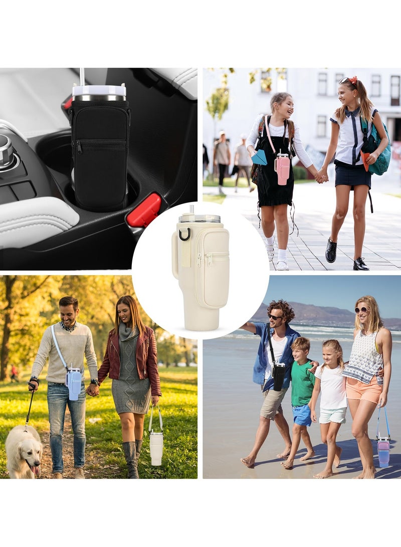 Water Bottle Carrier Bag for Stanley 40oz Tumbler with Phone Pocket  Water Bottle Holder Pouch with Adjustable Shoulder Strap and Carabiner Stanley Cup Accessories for Hiking Travelling Camping - Image 5