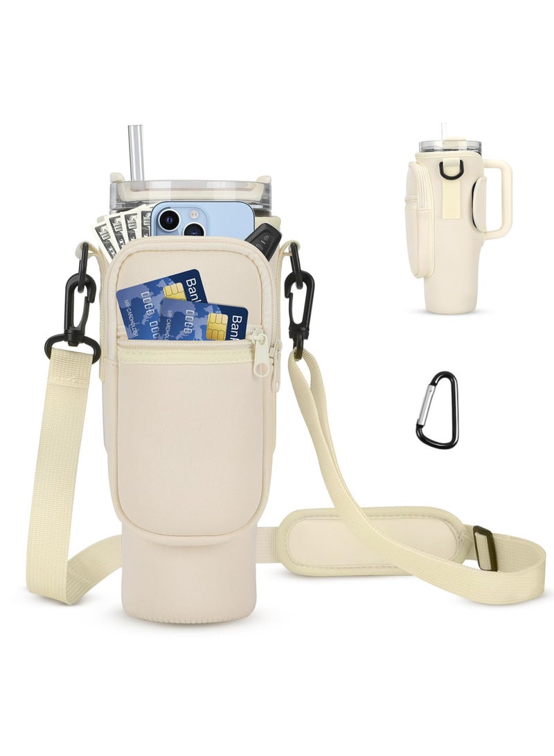 Water Bottle Carrier Bag for Stanley 40oz Tumbler with Phone Pocket  Water Bottle Holder Pouch with Adjustable Shoulder Strap and Carabiner Stanley Cup Accessories for Hiking Travelling Camping - Image 1
