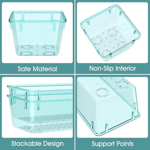 Boniry Drawer Storage Organizer | Drawer Organizer Trays Set Clear Plastic Storage Bins Bathroom Tray Dividers Acrylic Organizer | Dressing Table Organizer (Sea Blue, 5 Pcs) - Image 2