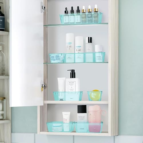 Boniry Drawer Storage Organizer | Drawer Organizer Trays Set Clear Plastic Storage Bins Bathroom Tray Dividers Acrylic Organizer | Dressing Table Organizer (Sea Blue, 5 Pcs) - Image 5