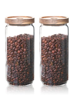 MIXDE 2 Pcs Glass Food Storage with Airtight Lid, Kitchen Canisters, Clear visible Jar for Coffee Bean, Cookie, Candy, Spices  - Image 1
