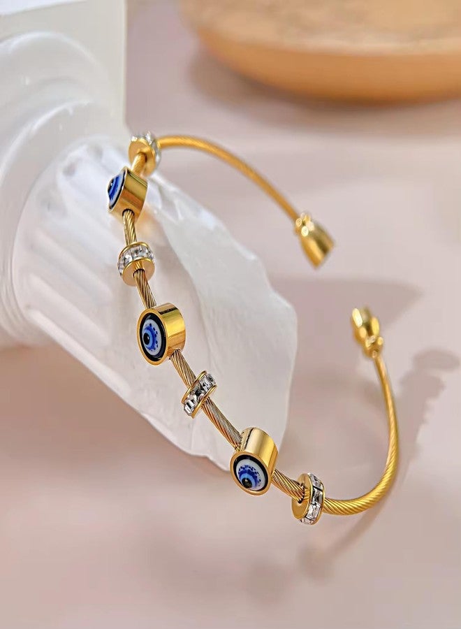 MEENAZ evil eye bracelet for women stylish Evil Eye Bangles for women Anti Tarnish Adjustable hand Rose gold Bracelet for girls Kada for Women Magnet Accessories Jewellery friendship crystal combo - Image 5