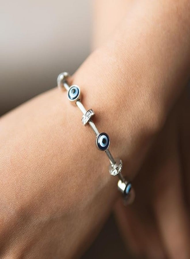 MEENAZ evil eye bracelet for women stylish Evil Eye Bangles for women Anti Tarnish Adjustable hand Rose gold Bracelet for girls Kada for Women Magnet Accessories Jewellery friendship crystal combo - Image 4