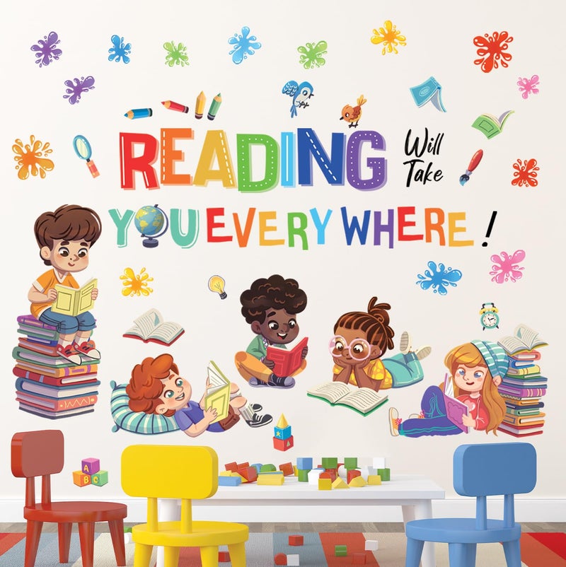 JOOLZ DECOWALL SG2-2404 Kids Reading Corner Wall Stickers Inspirational Quotes Decals for Baby Girls Boys Nursery Bedroom Reading Room Classroom Décor Art Playroom Library - Image 2