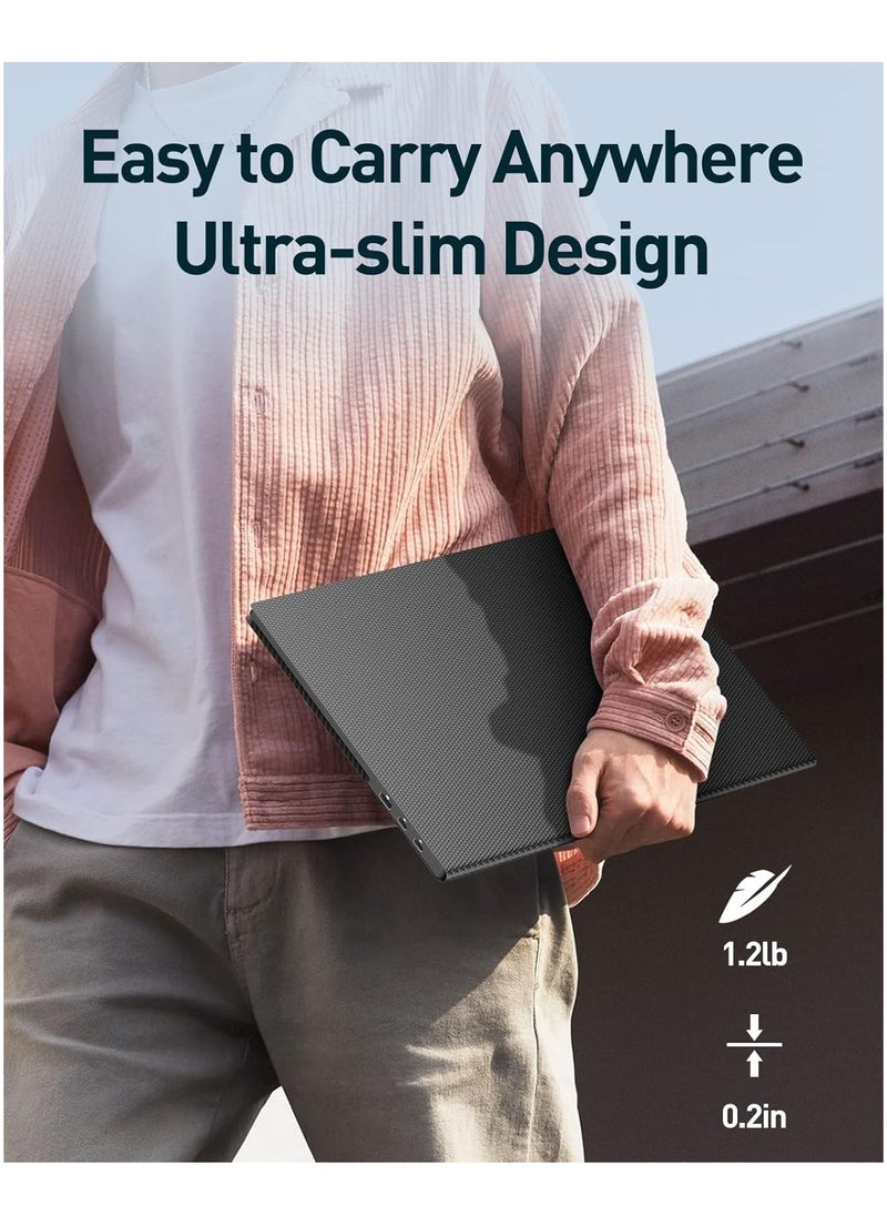 16 2.5K Portable Monitor, 2560x1600 QHD IPS Display with USB-C  HDMI, Ultra Slim External Gaming Monitor with FreeSync, Built-in Speakers for Laptop, Mac, Phone, Xbox.