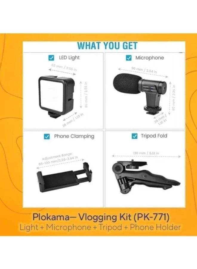 PLOKAMA Mobile Ring Light with 3 Levels of Lighting, Mini Stand and Microphone for Video Shooting - Small for Mobile Phones for Professional Photography - Image 4