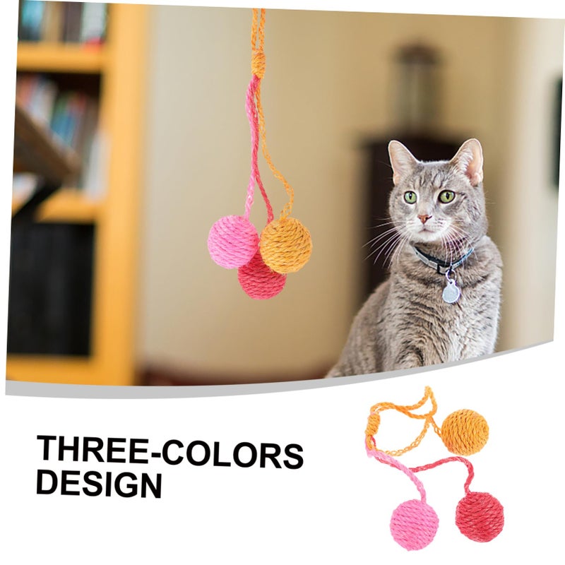 Interactive Sisal Cat Toy Hanging Rattle Chase Ball for Indoor Play Kittens All Ages - Image 3