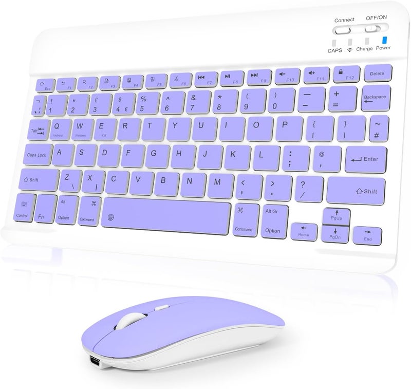 Nsyee Bluetooth Keyboard and Mouse, Universal Compact Wireless Keyboard, Rechargeable Portable Keyboards for iPad/Samsung/Tablet/iOS/Android/Windows, UK Layout - Image 1