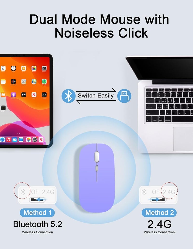 Nsyee Bluetooth Keyboard and Mouse, Universal Compact Wireless Keyboard, Rechargeable Portable Keyboards for iPad/Samsung/Tablet/iOS/Android/Windows, UK Layout - Image 4