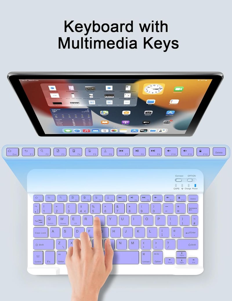 Nsyee Bluetooth Keyboard and Mouse, Universal Compact Wireless Keyboard, Rechargeable Portable Keyboards for iPad/Samsung/Tablet/iOS/Android/Windows, UK Layout - Image 3