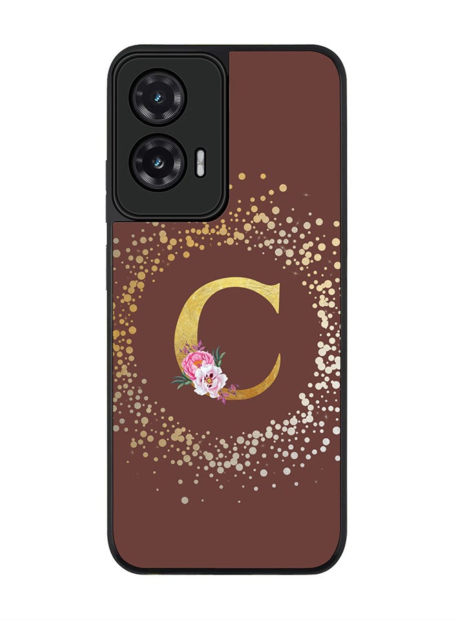 Stylizedd For Motorola Moto G35 Case,Slim fit Camera Protection, Shockproof Thin Phone cover  - Custom Monogram Floral - C  (Brown )