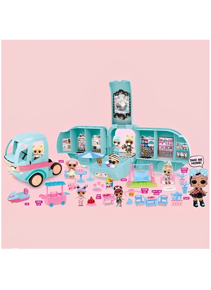 Generic - 2-in-1 Dolls Surprise Detachable Dollhouse & Figures Model Birthday Gift for Girls Anime-Inspired Playset - Image 1