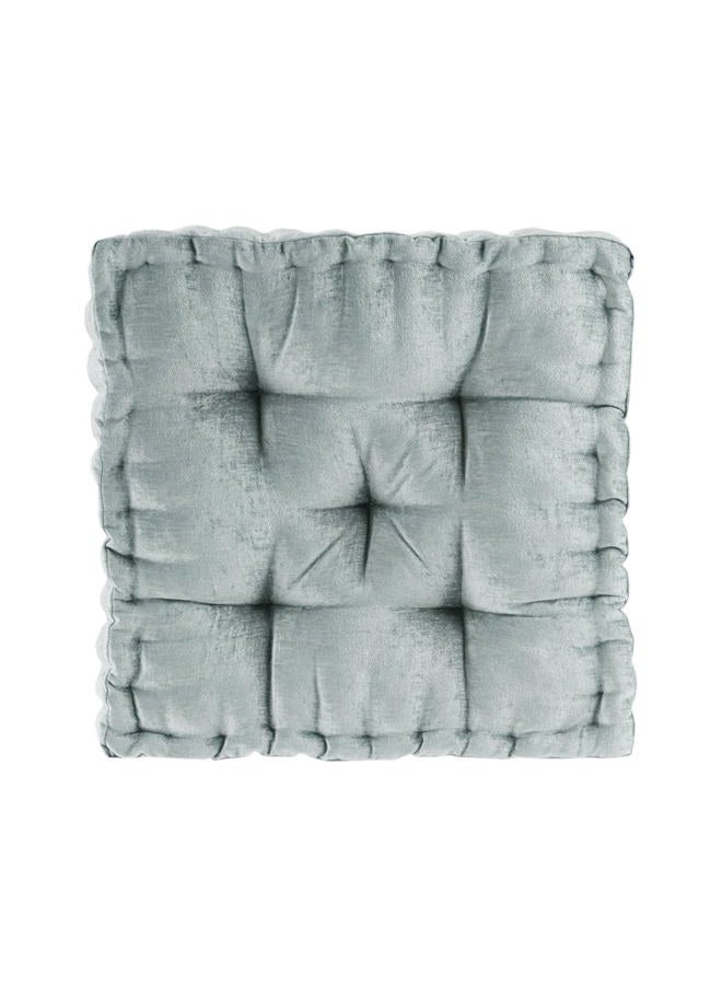 Intelligent Design Azza Floor Pillow Square Pouf Chenille Tufted with Scalloped Edge Design Hypoallergenic Bench/Chair Cushion, 20"x20"x5", Aqua - Image 1